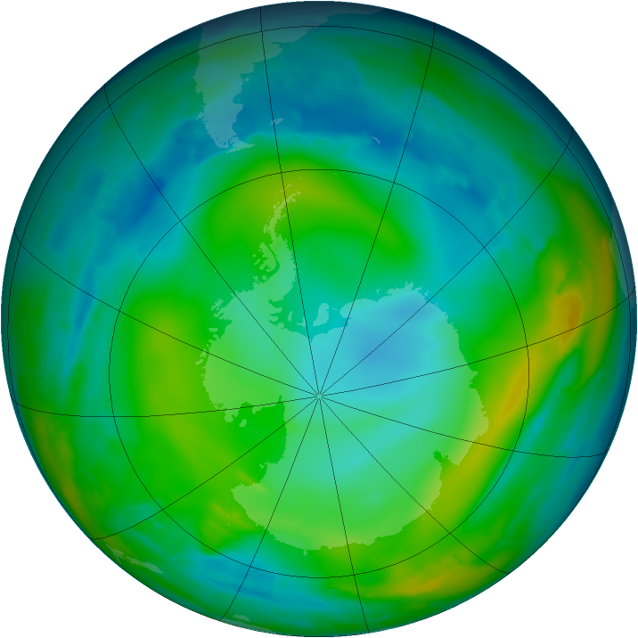 Antarctic ozone map for 14 June 2010